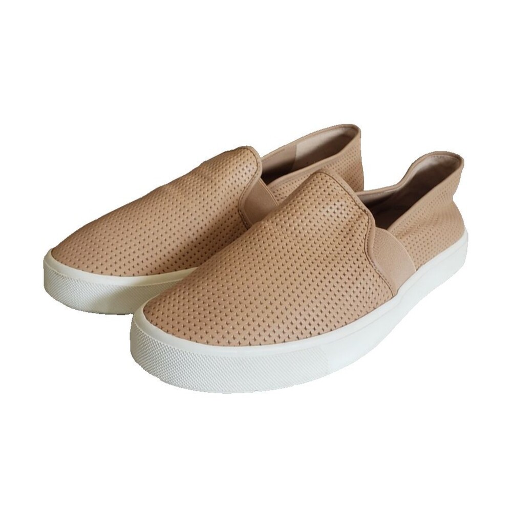 Vince Blair Nude Perforated Leather Slip On Sneakers Womens Beige Platform8